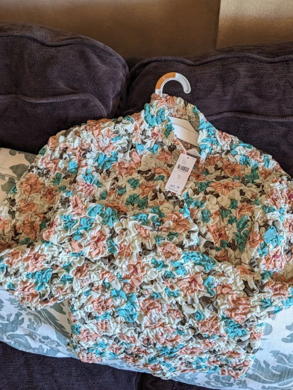 Anthropologie Dolan Pebble Smocked Top Size S NWT